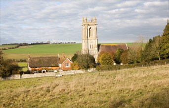 Parish church St Michael and All Angels village of West Overton in Wiltshire, England, UK in the