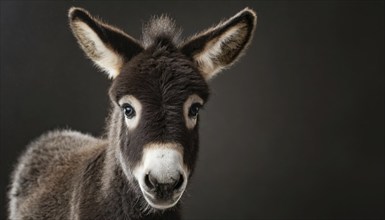 Portrait of a donkey with detailed depiction of the ears and eyes