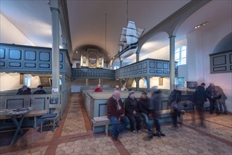 Seamen's church with visitors, Prerow, Mecklenburg-Western Pomerania, Germany, Europe