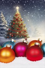 Christmas decoration with Christmas tree Christmas card and text free space Copyspace Winter in