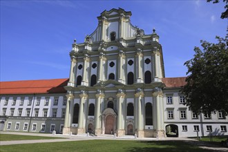 Facade of the Cistercian Abbey Church Fürstenfeld in Fürstenfeldbruck, Upper Bavaria, Bavaria,