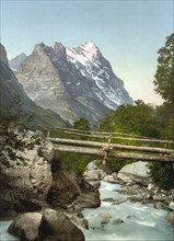 Grindelwald, with Eiger, Bernese Oberland, Switzerland, Historic, digitally restored reproduction