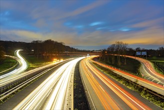 The Kaiserberg motorway junction, A40 motorway, Ruhr expressway, crosses the A3, bridge landscape,