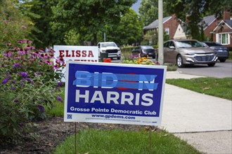 Grosse Pointe Park, Michigan USA, 23 July 2024, President Biden's name is crossed out on a Biden