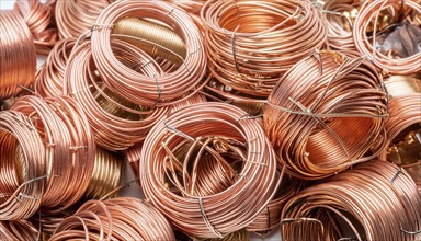 Material, metal, copper, copper wire on wound coil