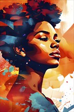 AI generated abstract portrait in vector art foundation watercolor textures with overlapping