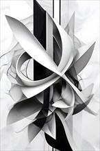 AI generated digital art canvas that comes alive with a fusion of geometric shapes in black and