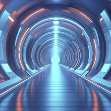 3d rendering of architecture visualization of a futuristic passageway, AI generated