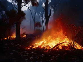 California forest fire out of control, AI generated