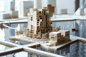 Architectural model made of wood, model making for architecture, design, architectural design of a