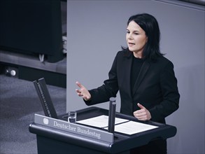 Annalena Bärbock (Alliance 90/The Greens), Federal Minister for Foreign Affairs, delivers a speech