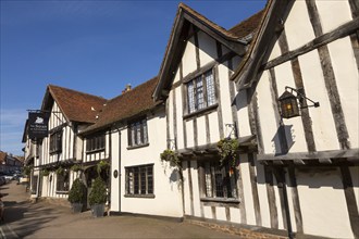 Historic Tudor architecture of the Swan Hotel, Lavenham, Suffolk, England, UK