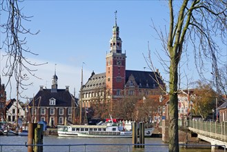 Museum harbour, town hall, scales, Leer, East Frisia, Germany, Europe