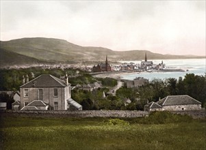 View from Red Road, Largs, town on the Firth of Clyde in North Ayrshire, Scotland, Historic, c.