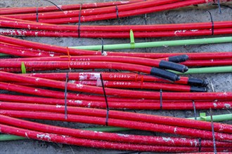 Power lines, underground cable strands that transport energy from wind turbines to central