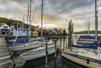 Harbour, sunset, Bodman, Lake Constance, Constance County, Baden-Württemberg, Germany, Europe