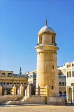 Mosque Minaret in Souq Waqif in Doha, church, tower, steeple, religion, Muslim, Islam, Arabic,