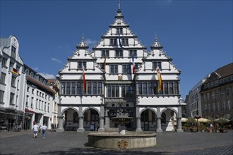 Town Hall on Rathausplatz, Weser Renaissance, Paderborn, Westphalia, North Rhine-Westphalia,