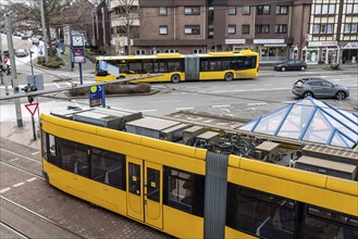 Ruhrbahn transport buses, at Essen-Borbeck S-Bahn station, interface between rail transport and bus