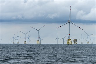 Offshore wind farm Nordsee Ost, operator RWE, north of Helgoland, German economic zone, wind