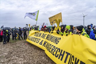 Demonstration against the demolition of the lignite village of Lützerath, from the village of