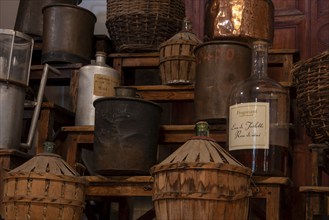 Historic bottles of fragrances in the Fragonard perfumery, Grasse, Département Alpes-Maritimes,