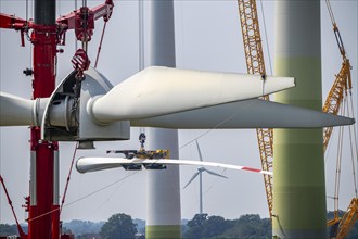 Dismantling of a wind power plant in a wind farm near Issum, 9 older wind turbines from the