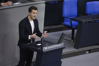 Matthias David Mieves, SPD Member of the Bundestag, speaks in the German Bundestag, Berlin, 11