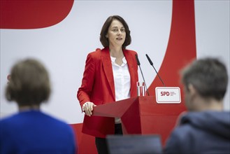 Katarina Barley, SPD lead candidate for the European elections, at a press conference in Berlin, 12