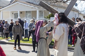 Detroit, Michigan, The Stations of the Cross are portrayed, in Spanish, on Good Friday at the