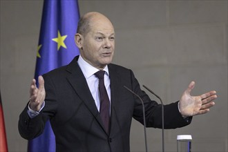 Federal Chancellor Olaf Scholz (SPD) with Anwar Ibrahim, Prime Minister of Malaysia, at a press