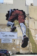 Wall mural painting picture in car park, Sliema, Valletta, Malta, Europe