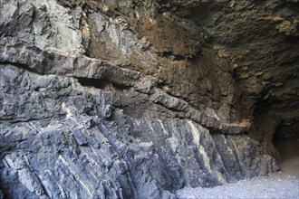 Igneous intrusive sill feature in sea cave at Ajuy, Fuerteventura, Canary Islands, Spain, Europe