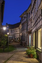 The old town centre of Hattingen, church square, at the church of St. George, half-timbered houses,