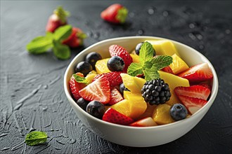 Healthy fruit salad in a bowl. Generative AI, AI generated