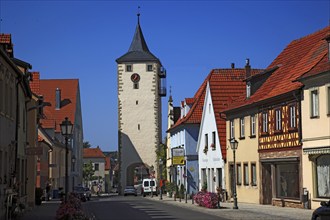 City gate tower, Hassfurt, Hassberge district, Lower Franconia, Bavaria, Germany, Europe