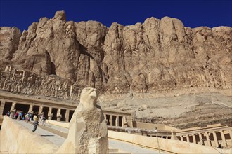 Part of the temple complex, mortuary temple of the first female pharaoh Hatshepsut, Hatshepsut