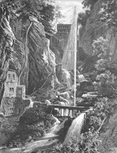 The Rozloch Gorge in Switzerland, Historical, digitally restored reproduction from a 19th century