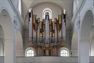 Main organ in the Augustinian Church, created in 1996, Dominikanerplatz, Würzburg, Lower Franconia,