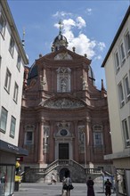 Baroque façade of the collegiate church Neumünster, built 1712-1716, Würzburg, Lower Franconia,