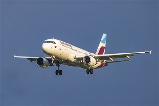 Aircraft landing at Zurich Airport. Registration: D-ABZE, EUROWINGS, AIRBUS A320-200, Zurich,