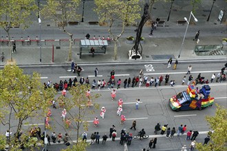 Crowd, street parade, demonstration, Spanish bank holidays, 12 October 2016, Columbus Day,