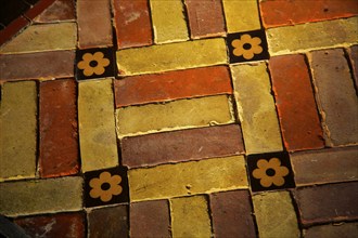 Brick flooring Saint Mary Magdalene, Debenham, Suffolk, England, UK