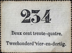 Belgian ticket with conscription number for conscript, draftee from 1885, Belgium, Europe