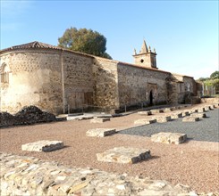 Excavated Roman town of Turobrigo and Ermita de San Mames at Aroche, Sierra de Aracena, Huelva