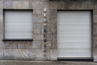 Facade of a restaurant, closed gastronomy, during the third lockdown in the Corona crisis,