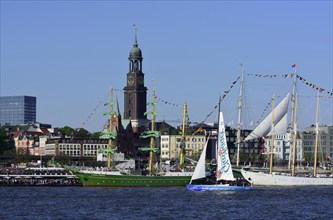 Germany, Hamburg, harbour, St. Michaelis, windjammer, Europe