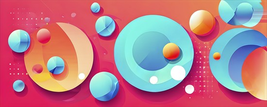 Abstract geometric illustration of circular shapes and spheres in a minimalist composition, AI