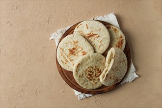 Pita bread, stack, on the table, no people