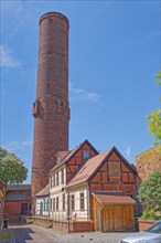 The scrap tower, built in the brick Gothic style, and the Schrot-Kontor in Mauerstraße in the old